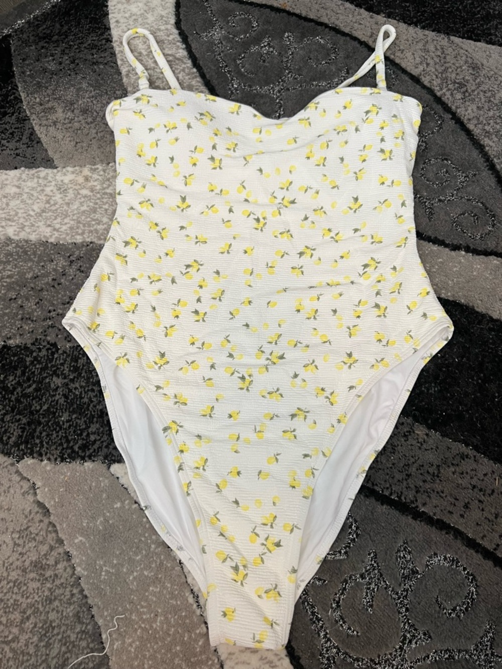 Ardene x Spencer Barbosa White One-Piece Swimsuit with Yellow Lemon Print